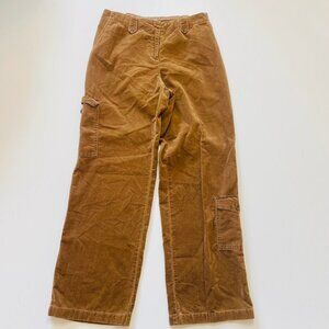 J. Jill Pant Trouser Tan Neutral Camel Velvet Straight Leg Cargo Utility HIgh 10